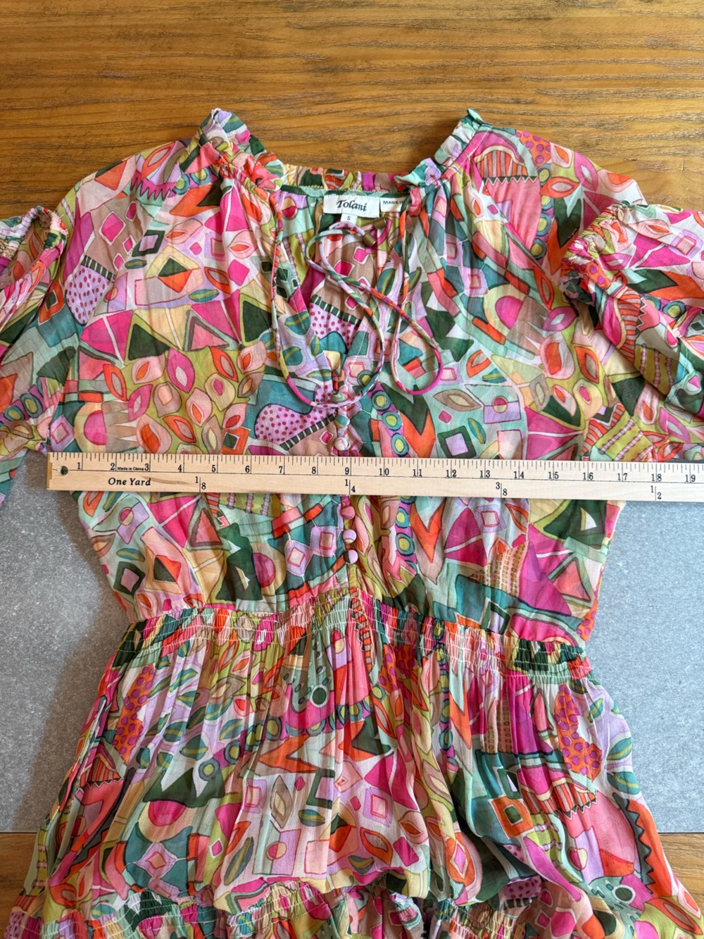 Tolani Tiered Boho Maxi Dress Abstract Geometric Print Size Small - Picture 6 of 13